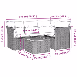 Salon De Jardin 5 Pcs Avec Coussins Noir Résine Tressée Vidaxl - Vue supplémentaire 2