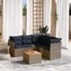 vidaXL Salon de jardin 6 pcs avec coussins gris résine tressée