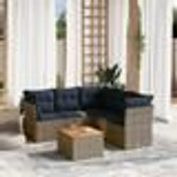 vidaXL Salon de jardin 6 pcs avec coussins gris résine tressée