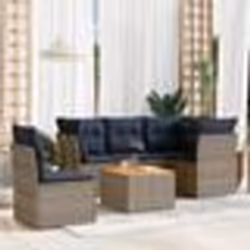 vidaXL Salon de jardin 6 pcs avec coussins gris résine tressée