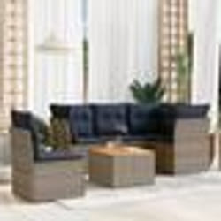 vidaXL Salon de jardin 6 pcs avec coussins gris résine tressée