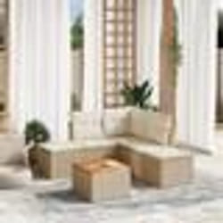 vidaXL Salon de jardin avec coussins 6 pcs beige résine tressée