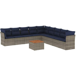 Vidaxl - Salon de jardin 10 pcs avec coussins gris résine tressée