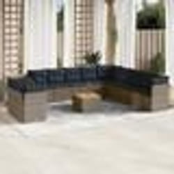vidaXL Salon de jardin avec coussins 12 pcs gris résine tressée