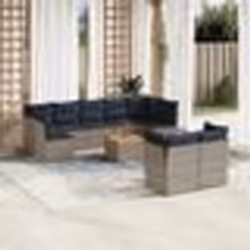vidaXL Salon de jardin 10 pcs avec coussins gris résine tressée