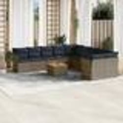 vidaXL Salon de jardin 11 pcs avec coussins gris résine tressée