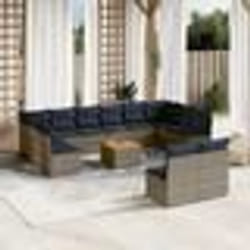 vidaXL Salon de jardin avec coussins 13 pcs gris résine tressée