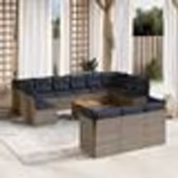 vidaXL Salon de jardin avec coussins 14 pcs gris résine tressée