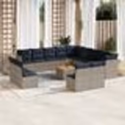 vidaXL Salon de jardin avec coussins 14 pcs gris résine tressée