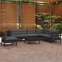 vidaXL Salon de jardin avec coussins 12 pcs gris résine tressée