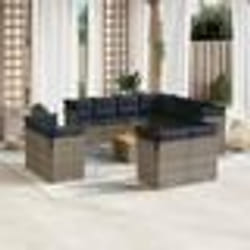 vidaXL Salon de jardin avec coussins 12 pcs gris résine tressée