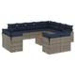 vidaXL Salon de jardin avec coussins 13 pcs gris résine tressée