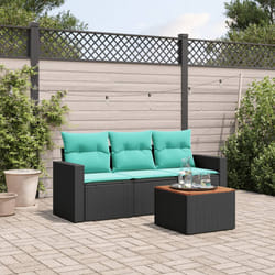 Salon De Jardin 4 Pcs Avec Coussins Noir Résine Tressée Vidaxl