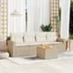vidaXL Salon de jardin avec coussins 5 pcs beige résine tressée
