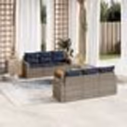 vidaXL Salon de jardin 7 pcs avec coussins gris résine tressée