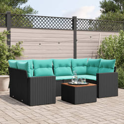 Salon De Jardin 7 Pcs Avec Coussins Noir Résine Tressée Vidaxl