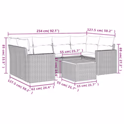 Salon De Jardin 7 Pcs Avec Coussins Noir Résine Tressée Vidaxl - Vue supplémentaire 2