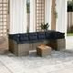vidaXL Salon de jardin 8 pcs avec coussins gris résine tressée