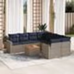 vidaXL Salon de jardin 9 pcs avec coussins gris résine tressée
