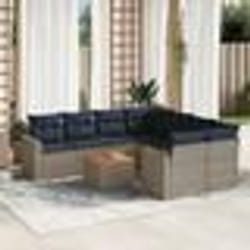 vidaXL Salon de jardin 9 pcs avec coussins gris résine tressée
