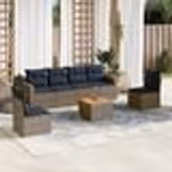 vidaXL Salon de jardin 7 pcs avec coussins gris résine tressée
