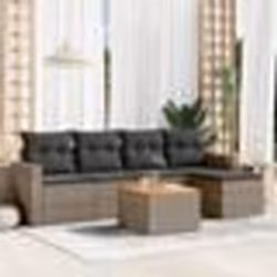 vidaXL Salon de jardin 6 pcs avec coussins gris résine tressée