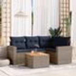vidaXL Salon de jardin 5 pcs avec coussins gris résine tressée