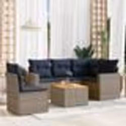vidaXL Salon de jardin 6 pcs avec coussins gris résine tressée