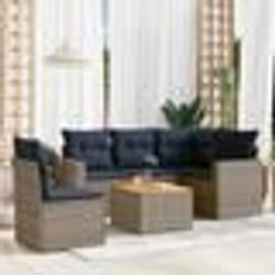 vidaXL Salon de jardin 6 pcs avec coussins gris résine tressée
