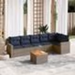 vidaXL Salon de jardin 7 pcs avec coussins gris résine tressée