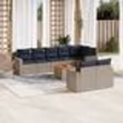vidaXL Salon de jardin 9 pcs avec coussins gris résine tressée
