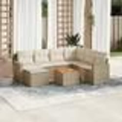 vidaXL Salon de jardin avec coussins 8 pcs beige résine tressée