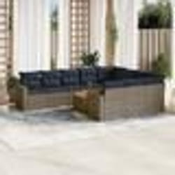 vidaXL Salon de jardin 11 pcs avec coussins gris résine tressée