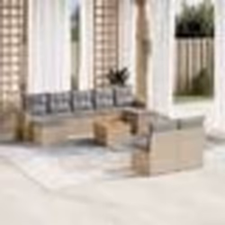 vidaXL Salon de jardin et coussins 10 pcs mélange beige résine tressée