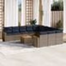 vidaXL Salon de jardin avec coussins 12 pcs gris résine tressée