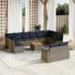 vidaXL Salon de jardin avec coussins 13 pcs gris résine tressée