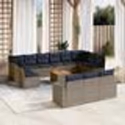 vidaXL Salon de jardin avec coussins 14 pcs gris résine tressée
