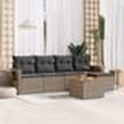 vidaXL Salon de jardin 6 pcs avec coussins gris résine tressée