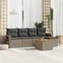 vidaXL Salon de jardin 6 pcs avec coussins gris résine tressée