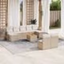 vidaXL Salon de jardin avec coussins 10 pcs beige résine tressée