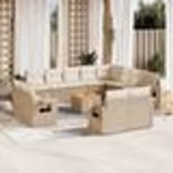 vidaXL Salon de jardin avec coussins 13 pcs beige résine tressée