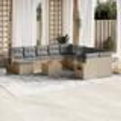 vidaXL Salon de jardin et coussins 12 pcs mélange beige résine tressée