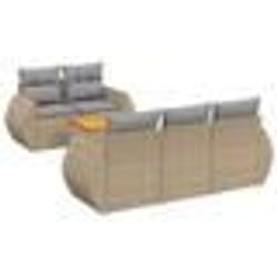 vidaXL Salon de jardin avec coussins 6 pcs beige résine tressée