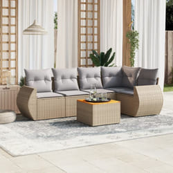 Vidaxl - Salon de jardin avec coussins 6 pcs beige résine tressée