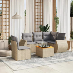 vidaXL Salon de jardin 6 pcs - Beige
