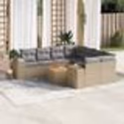 vidaXL Salon de jardin avec coussins 9 pcs beige résine tressée