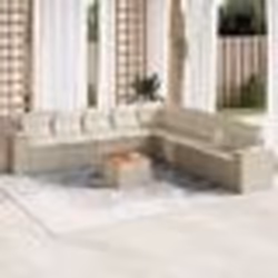vidaXL Salon de jardin avec coussins 10 pcs beige résine tressée
