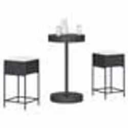 vidaXL Ensemble de bar de jardin 3 pcs avec coussins noir poly rotin