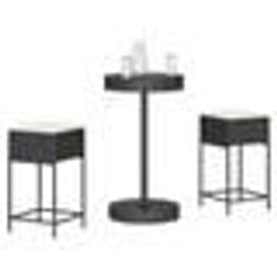 vidaXL Ensemble de bar de jardin 3 pcs avec coussins noir poly rotin