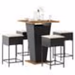vidaXL Ensemble de bar de jardin 5 pcs avec coussins noir poly rotin